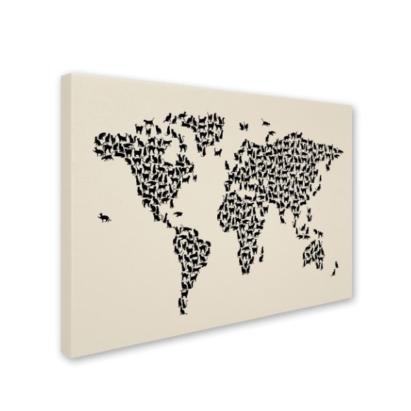 Michael Tompsett 'Cats World Map 2' Canvas Art,30x47